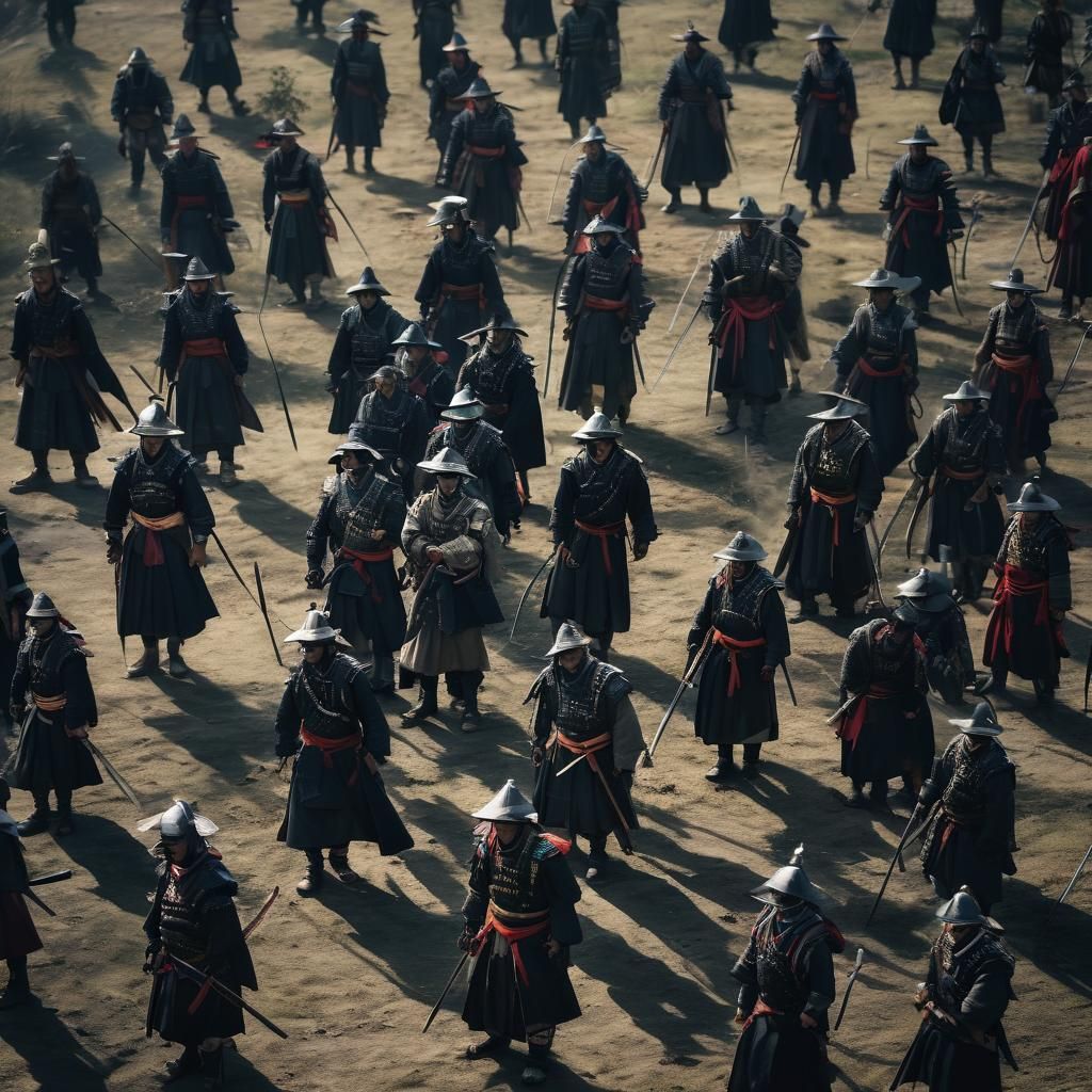 Epic Samurai Army in Cinematic Film Style