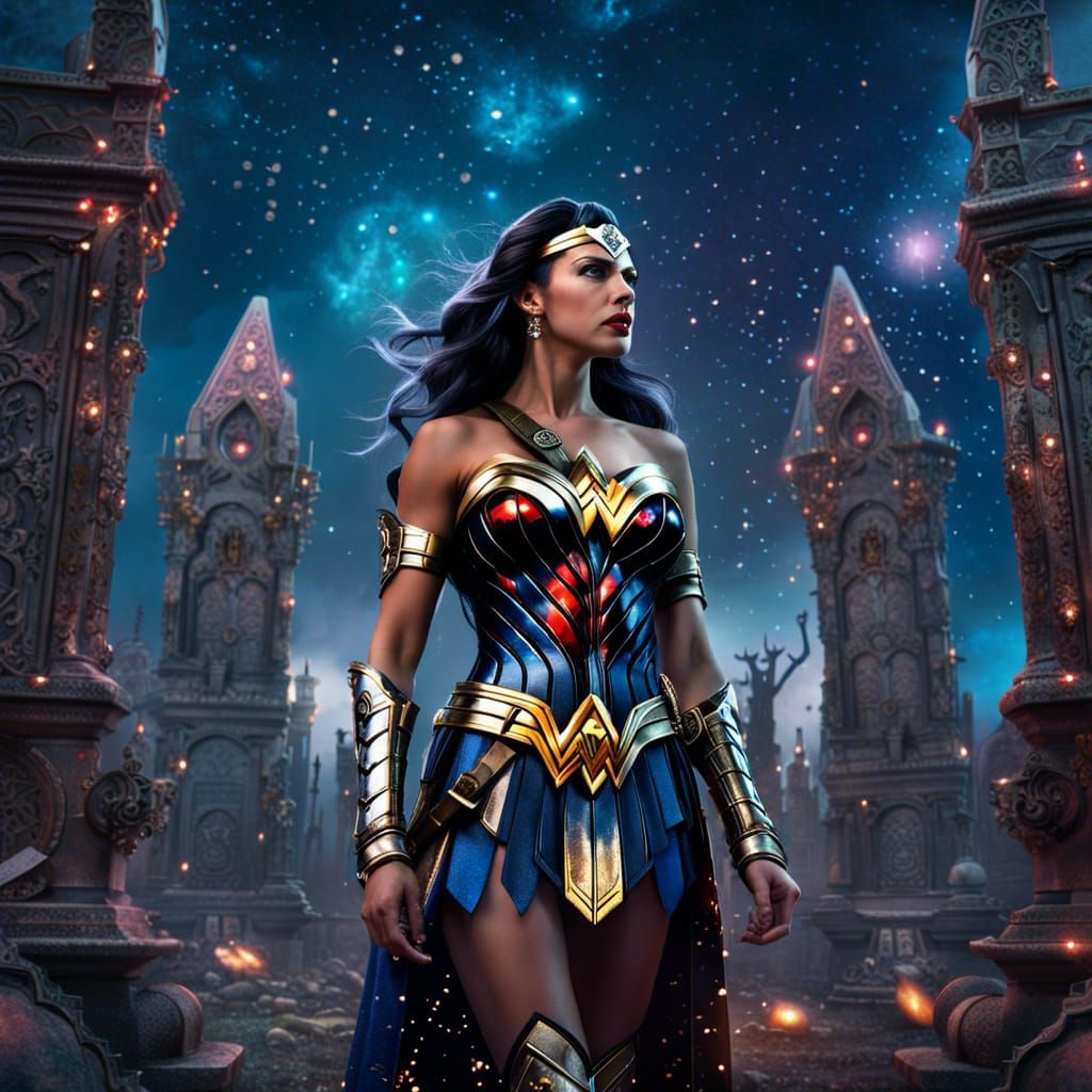 Rococo Gothic Wonder Woman Portrait in Graveyard