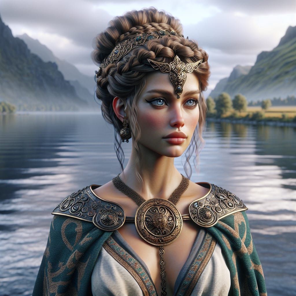 Gaulish Goddess Adsullata by Sava River in Digital Painting