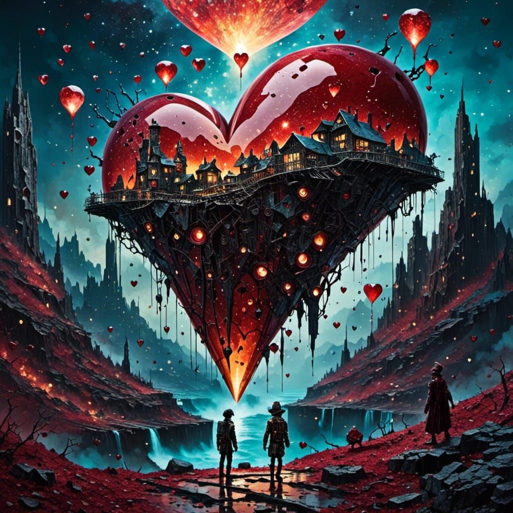 Cheeseburger Meal on Mountain in Lunarpunk Style