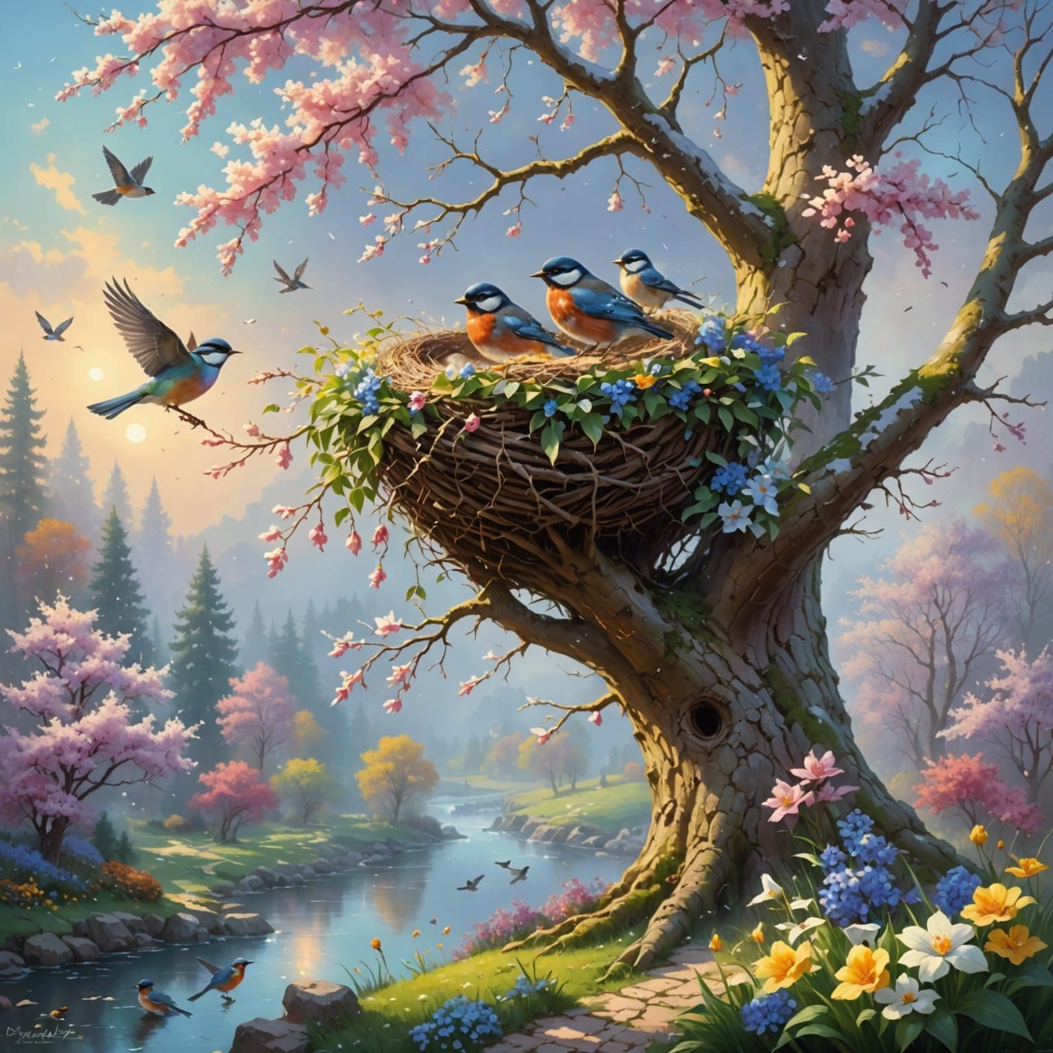 Ethereal Spring Wonderland in Fantasy Hyperdetail