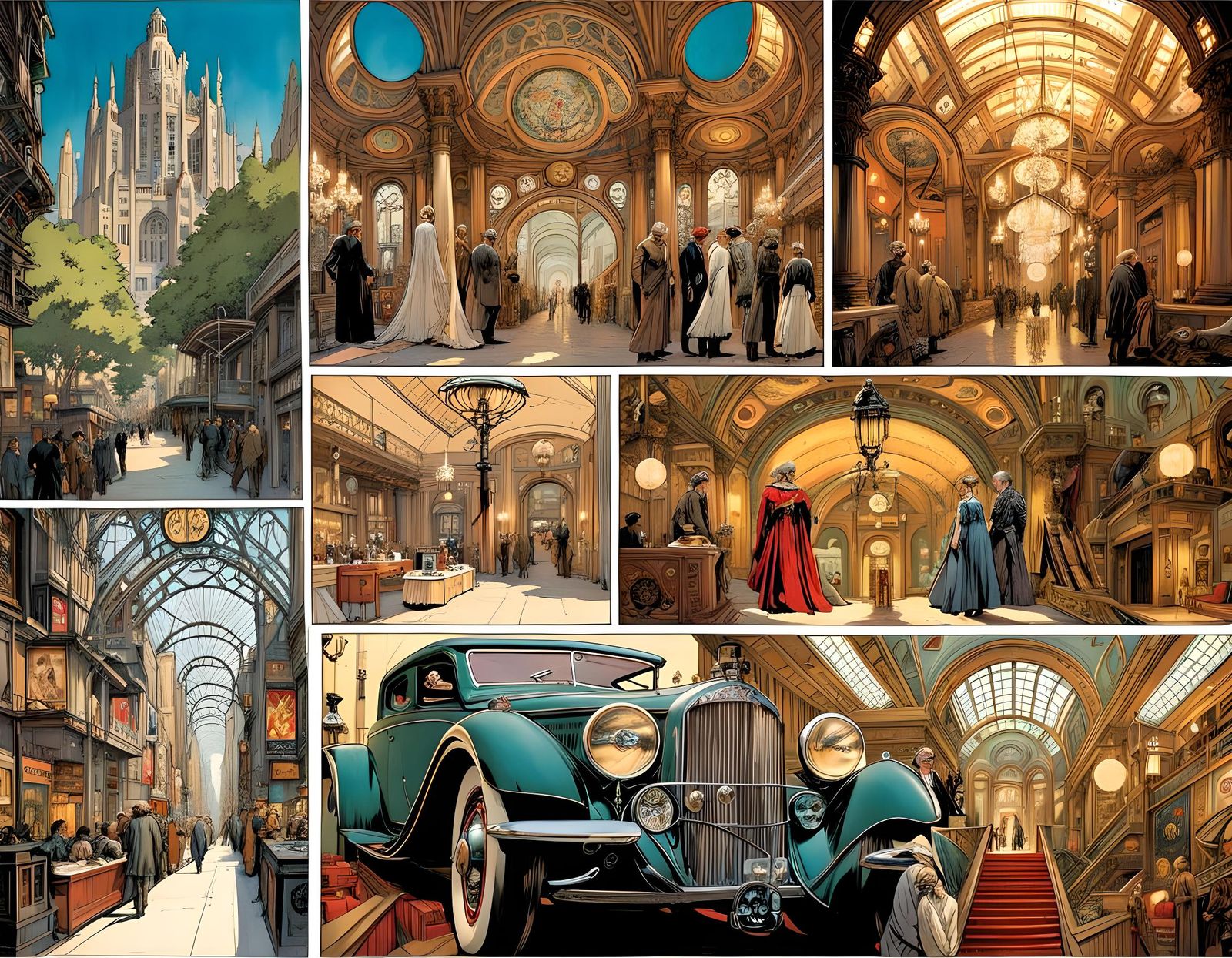 Art Nouveau Comic Book Pages: Mnemosyne Terrace