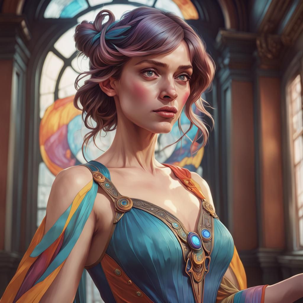 Colorful Portrait of a Woman, Hyperdetailed Art