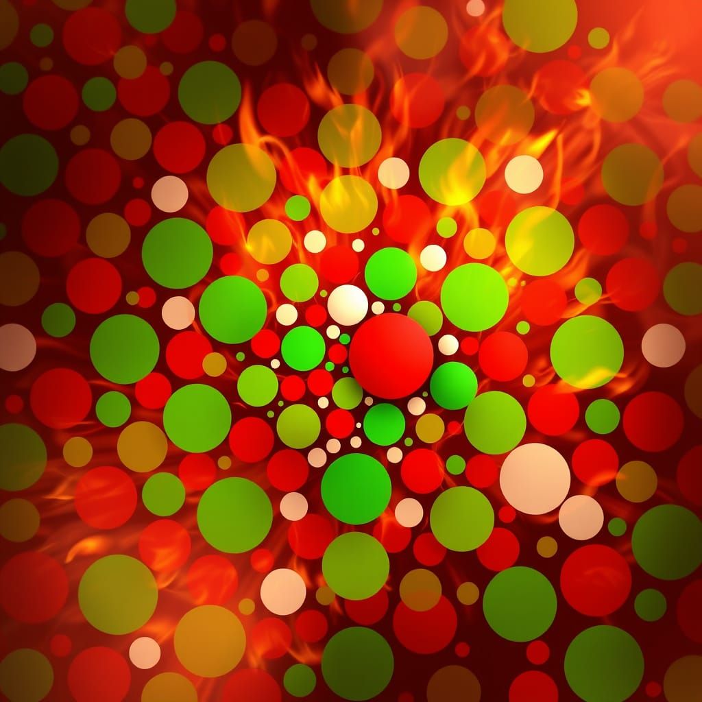 Polka Dot Flames in Abstract Vector Style