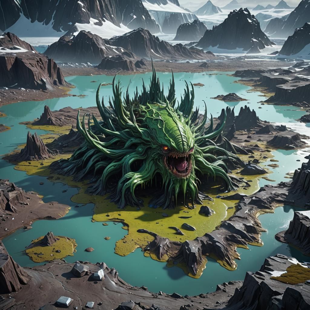 Flooded Antarctic Base with Alien Slime: Detailed Matte Pain...