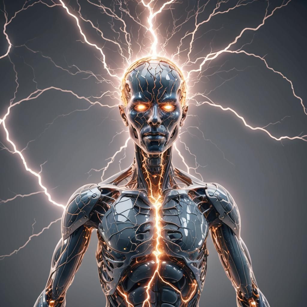 Electric Humanoid: Lightning Plasma in 3D Render