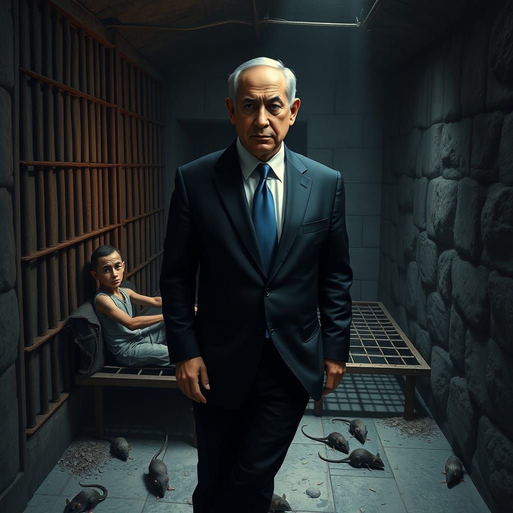 Haunting Prison Scene in Dark Realist Style