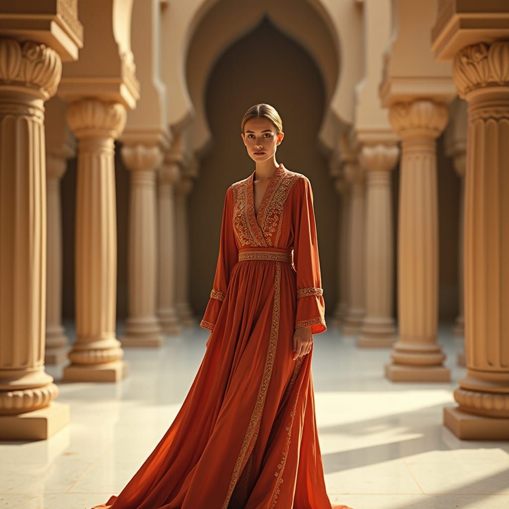 Modern Abaya in Emirates Setting, Cinematic Fashion