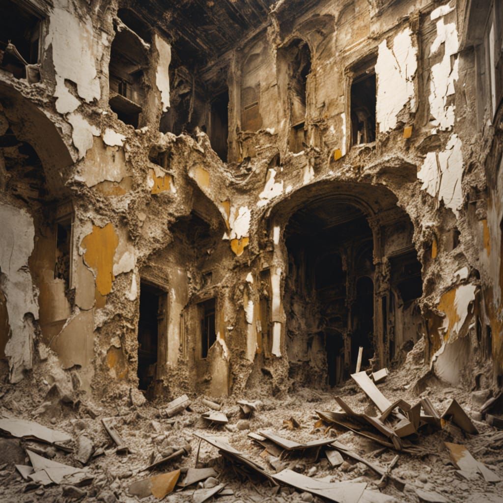 Textured Architecture in Earthy Tones as Impasto Painting