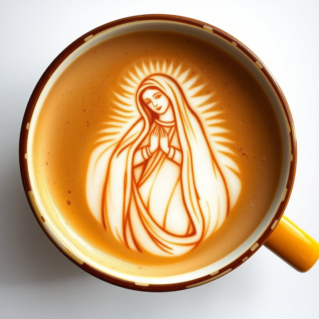 Latte Art: Virgin Mary in Coffee Cup
