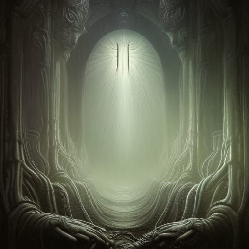 Gothic Landscape with Volumetric Lighting in Oil Paint