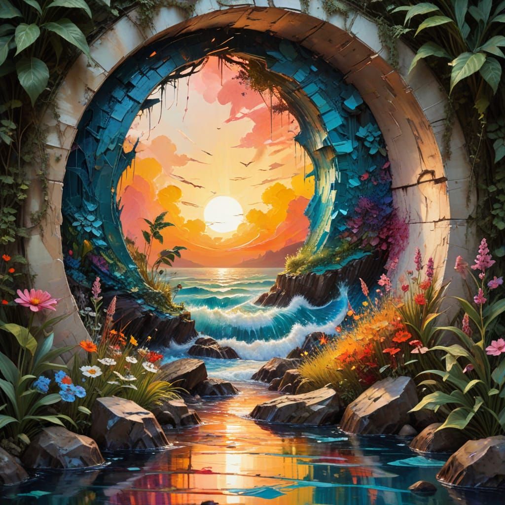 Surreal Portal to Otherworldly Dimensions in Impasto Oil Pai...