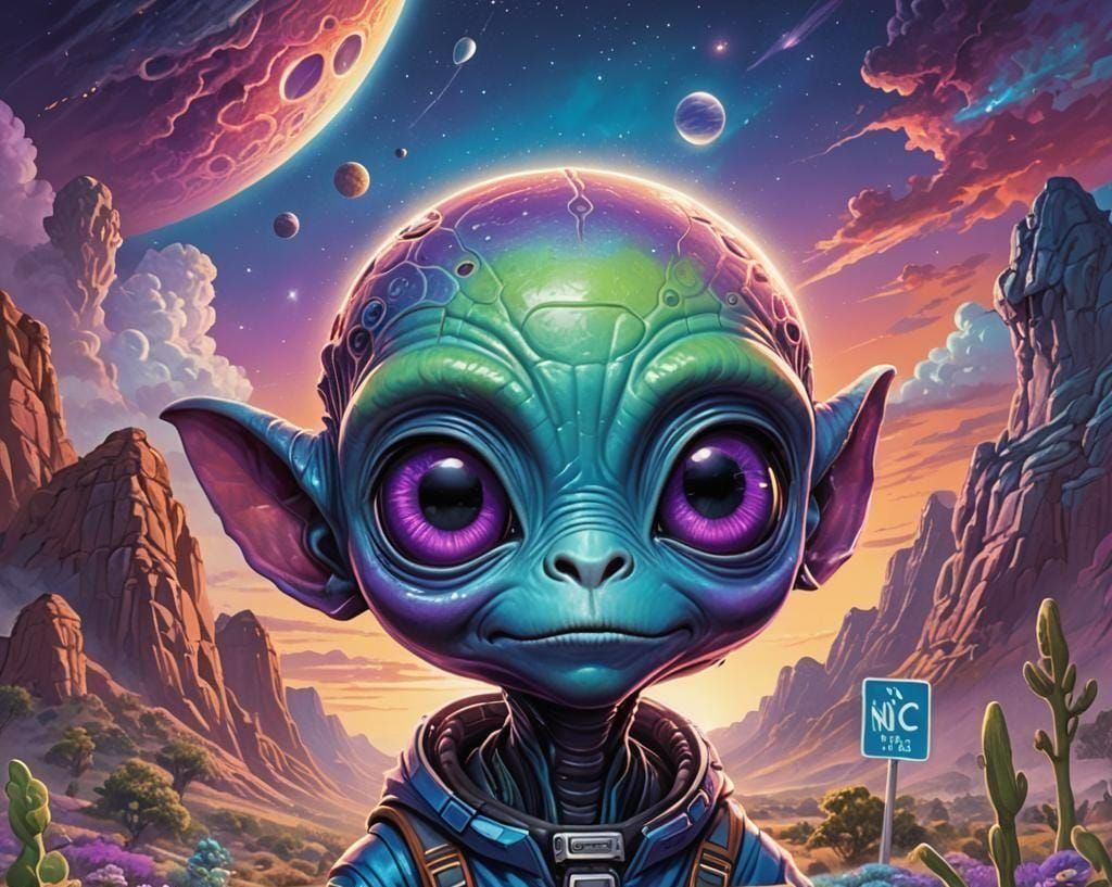 Cute Alien Greets Visitors in Splash Art