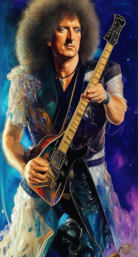 Electric Guitar Portrait in Fantasy Art Style