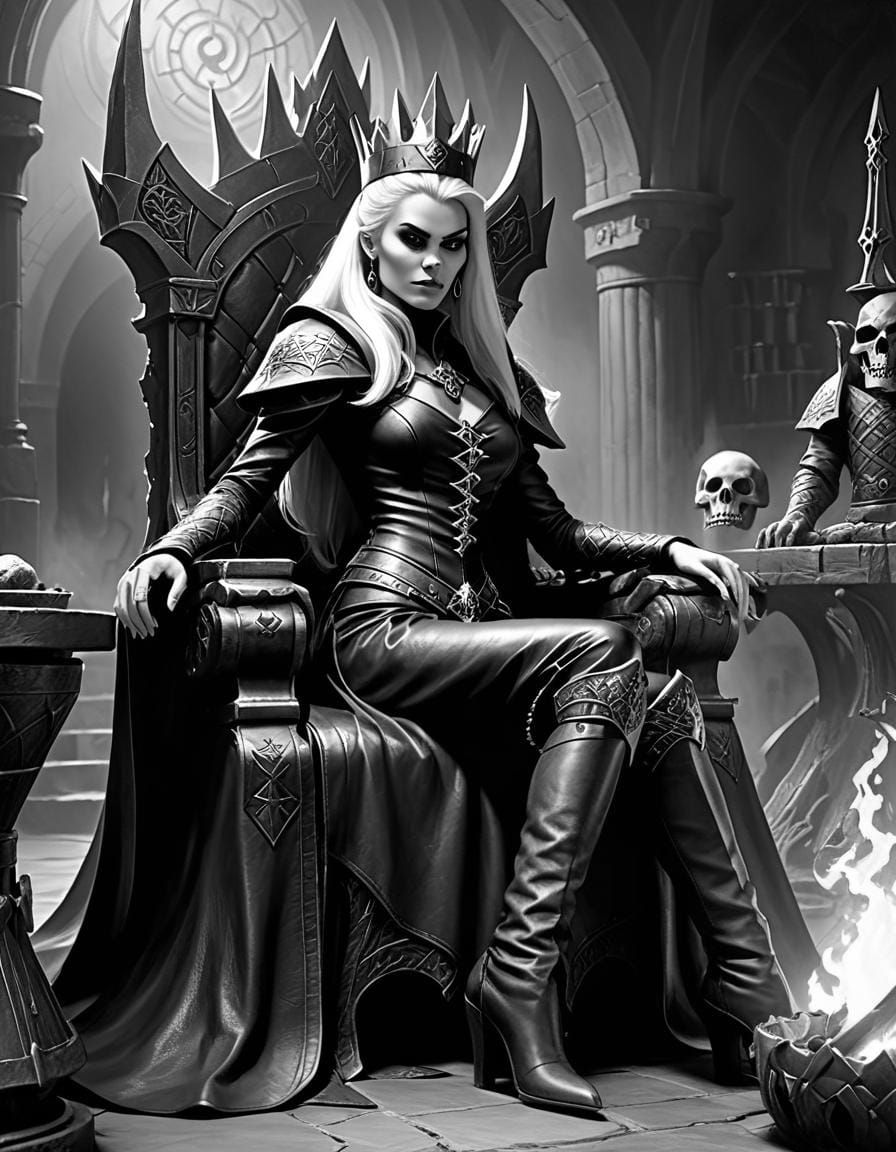 Fantasy Witch Queen on Boneskull Throne