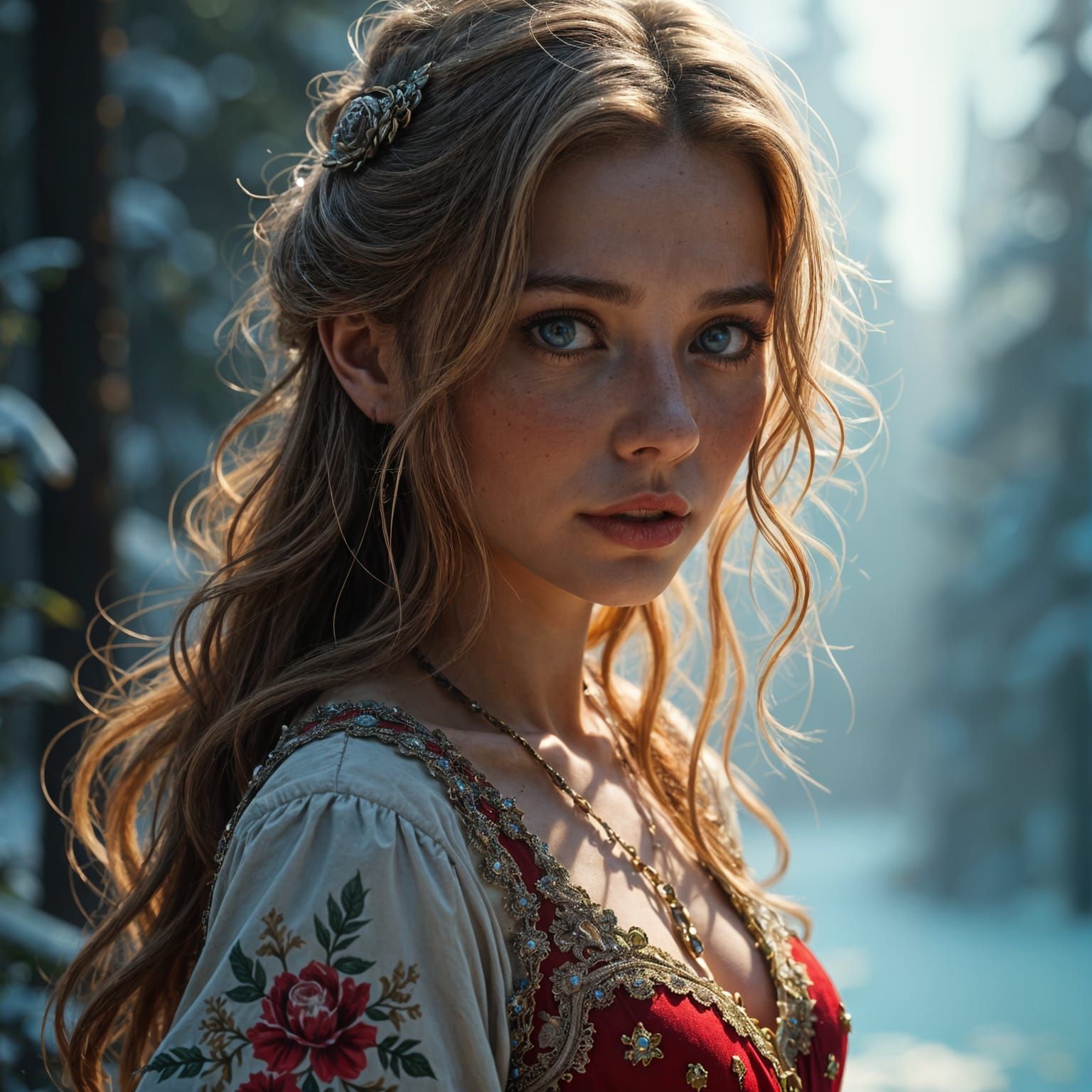 Beautiful Russian Girl: Detailed Fantasy Art