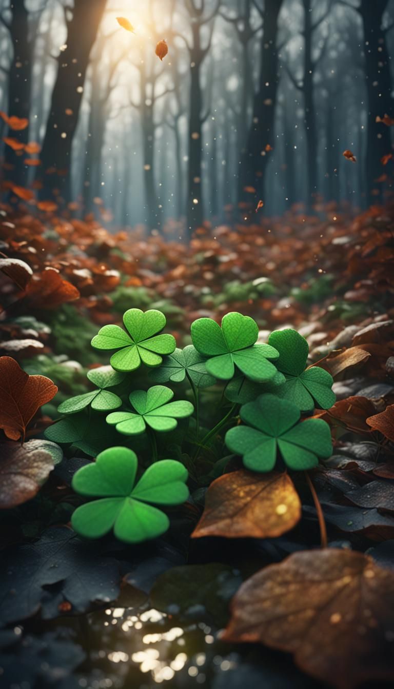 Four-Leaf Clovers in Winter: Detailed Matte Painting