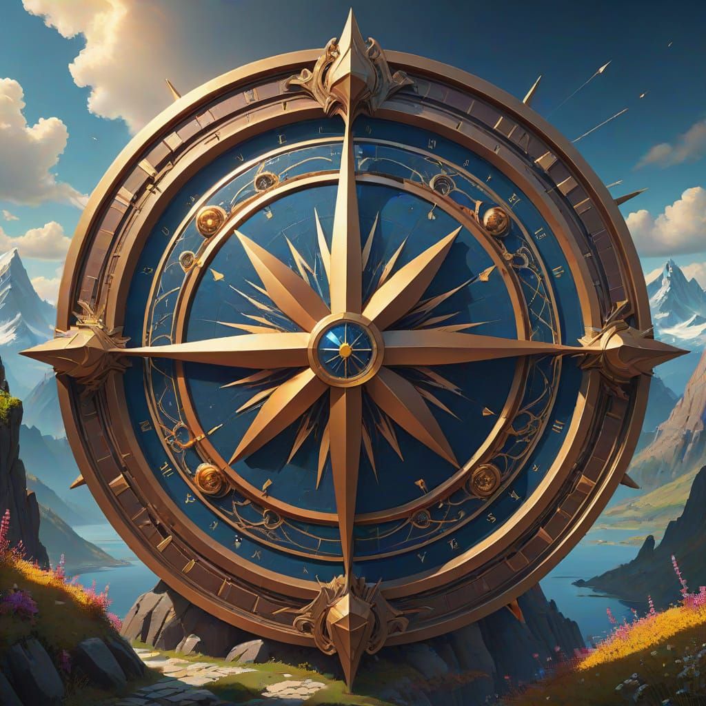 Vintage Compass Transforms into Majestic Mountain Landscape