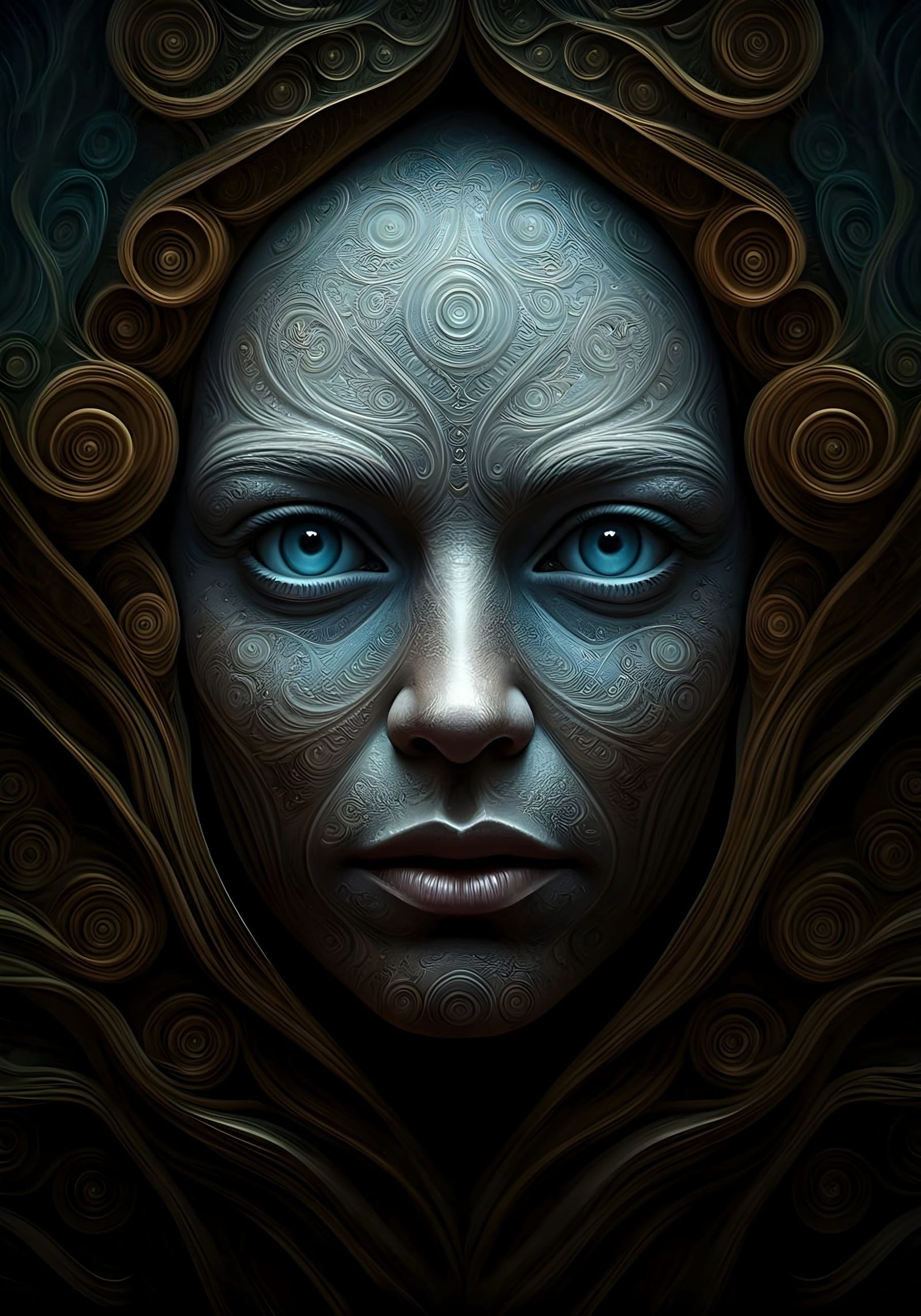 Enigmatic Fantasy Portrait in Vibrant, Dreamlike Colors