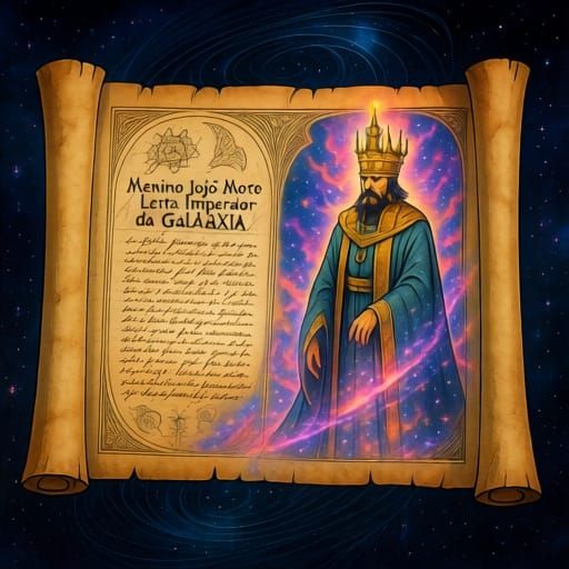 Menino Jojó Emperor of Galaxy on Ancient Scroll