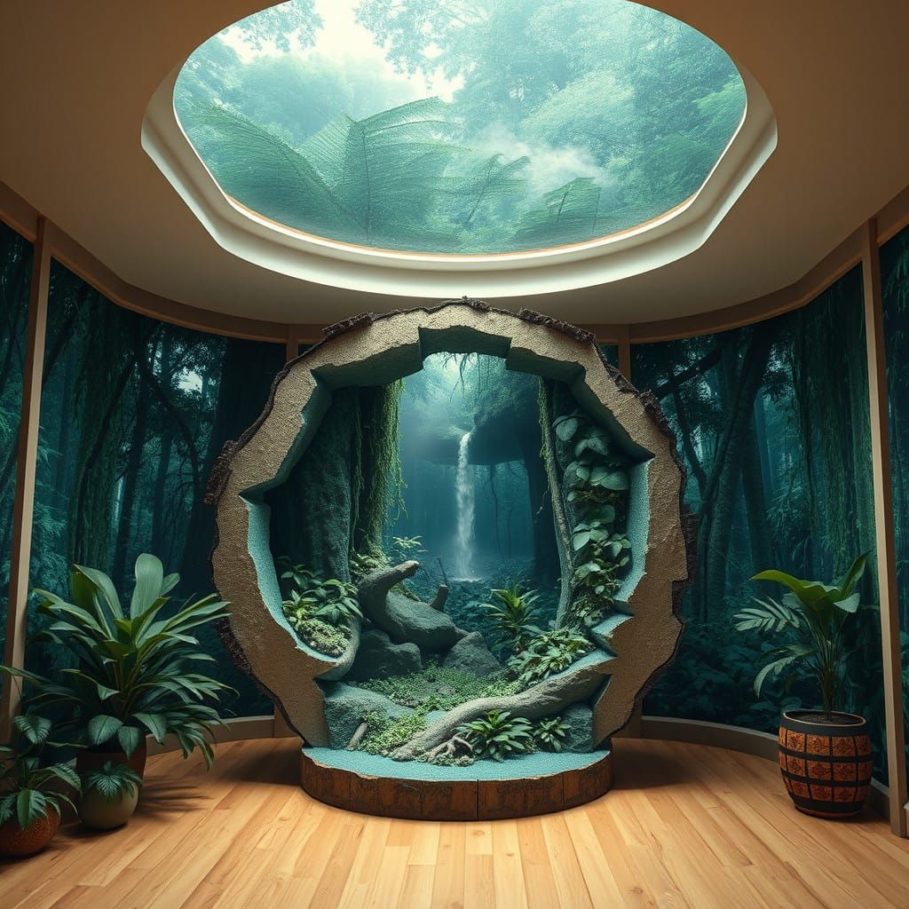 Surreal Jungle Portal in Cyberpunk Style