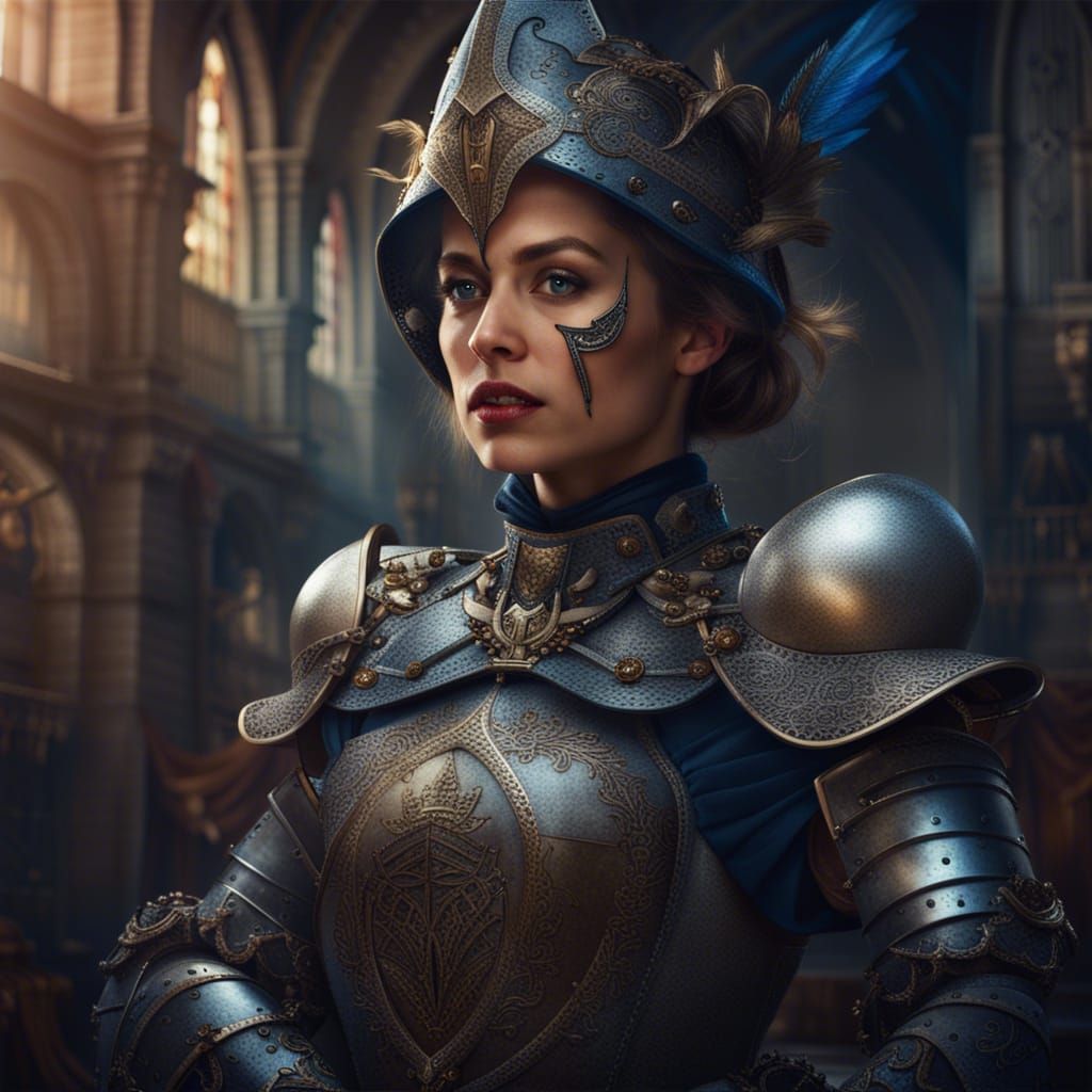 Woman with Cat Ears in Knight-Maid Outfit