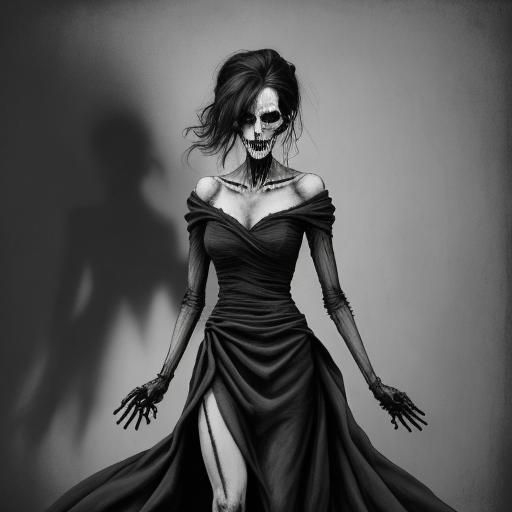 Haunting Spectre Portrait in Charcoal Drawing Style