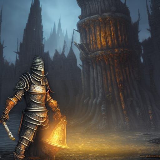 Dark Souls Style SpongeBob Matte Painting