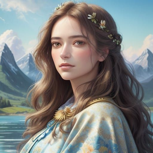 Ethereal Portrait of Woman in Dreamy Landscape