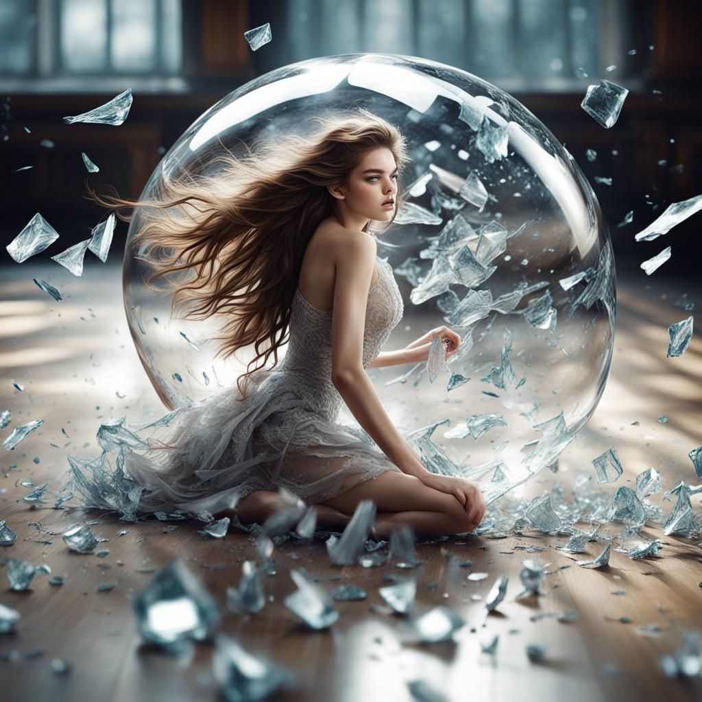 Glass Globe Shattering with Screaming Person