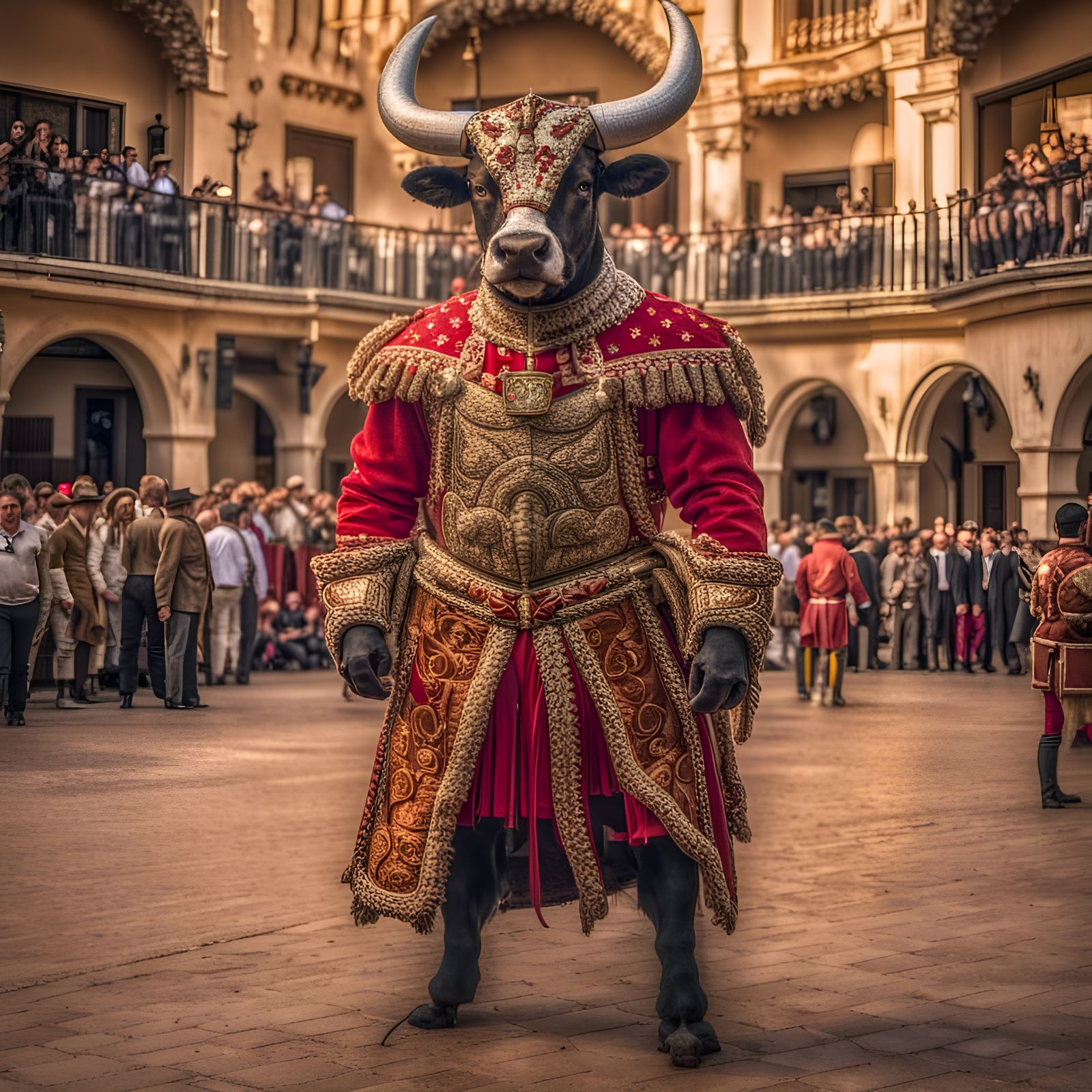 A Bull Dressed as a Spanish Matador