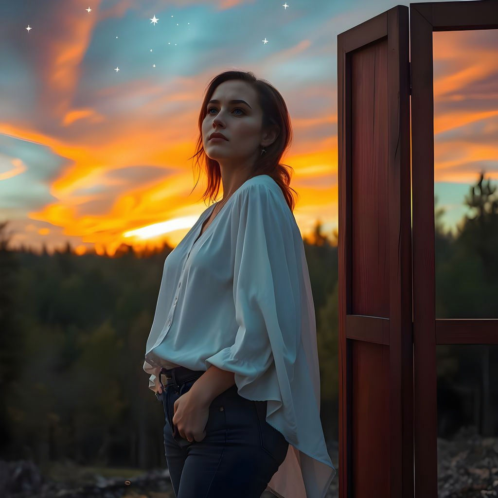 Ethereal Sunset Moment Captured in a Forest Landscape