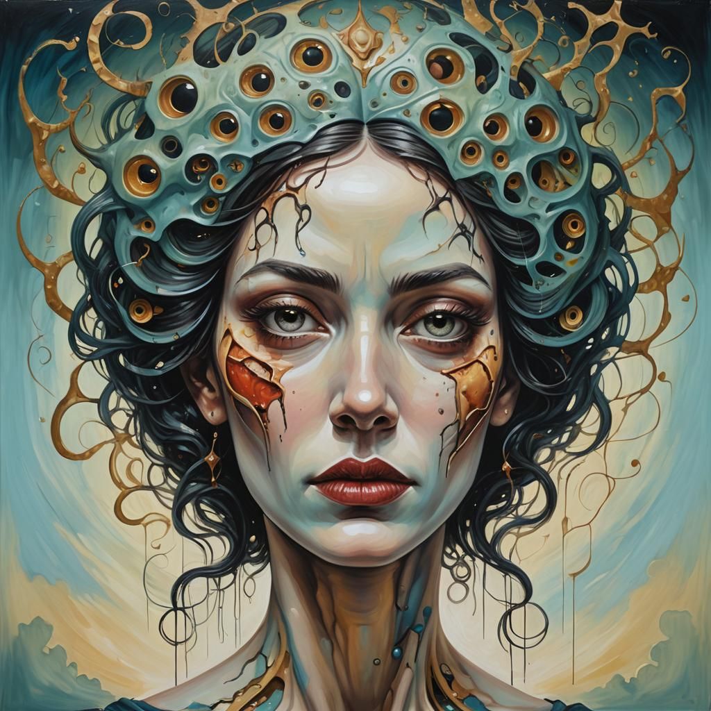 Surreal Woman Portrait in Lowbrow Pop Style