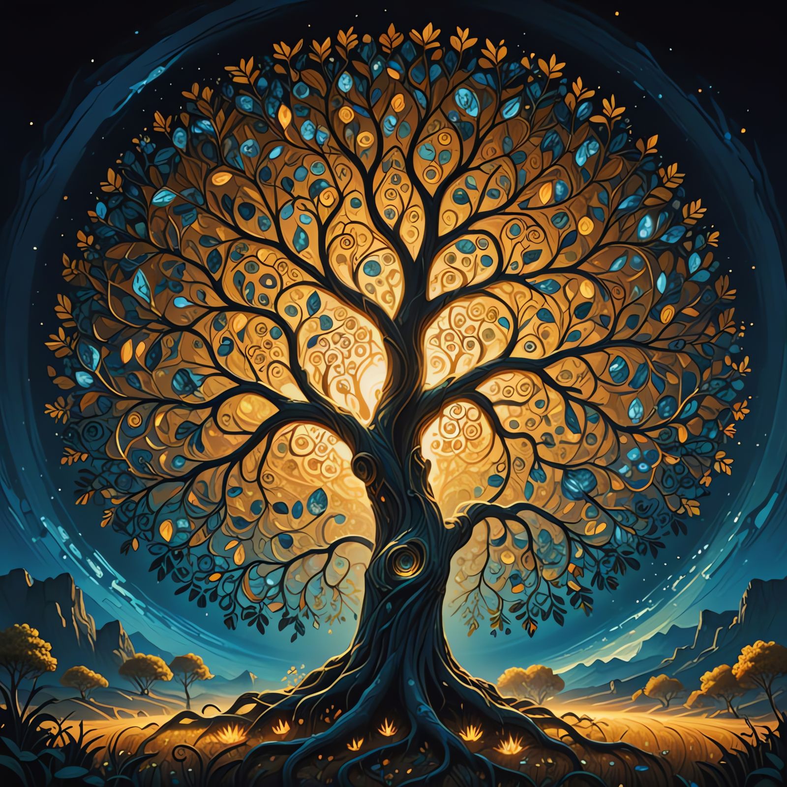 Surreal Tree of Life in Vibrant, Ethereal Beauty