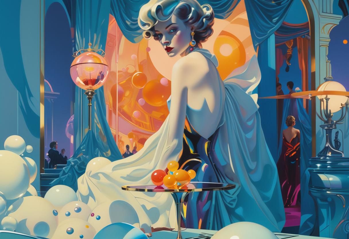 Opulent Aristocrat in Futuristic Art Deco Setting