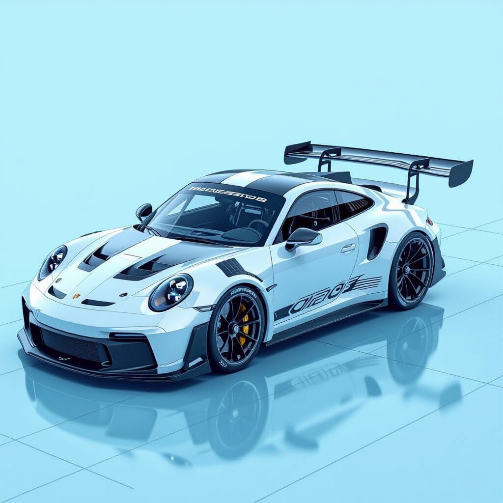 Blueprint Technical Drawing of a High-Performance Track Car