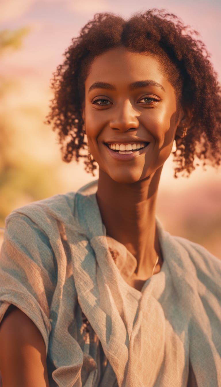 Vibrant Portrait of Zahia Smiling in Natural Light