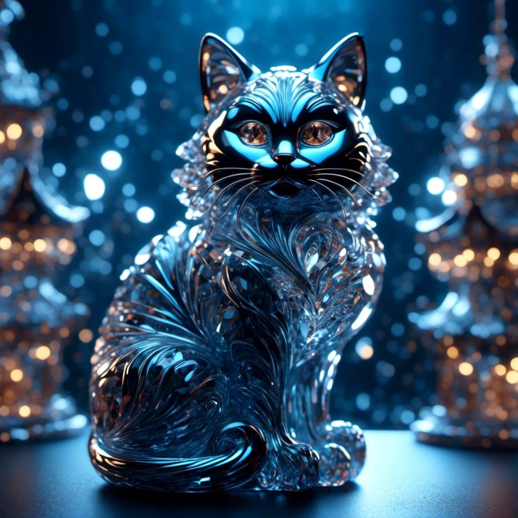 A cat made of crystal glass