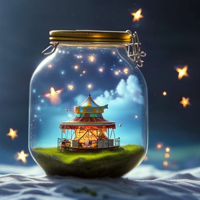 Miniature Fairground Carousel in Glass Jar