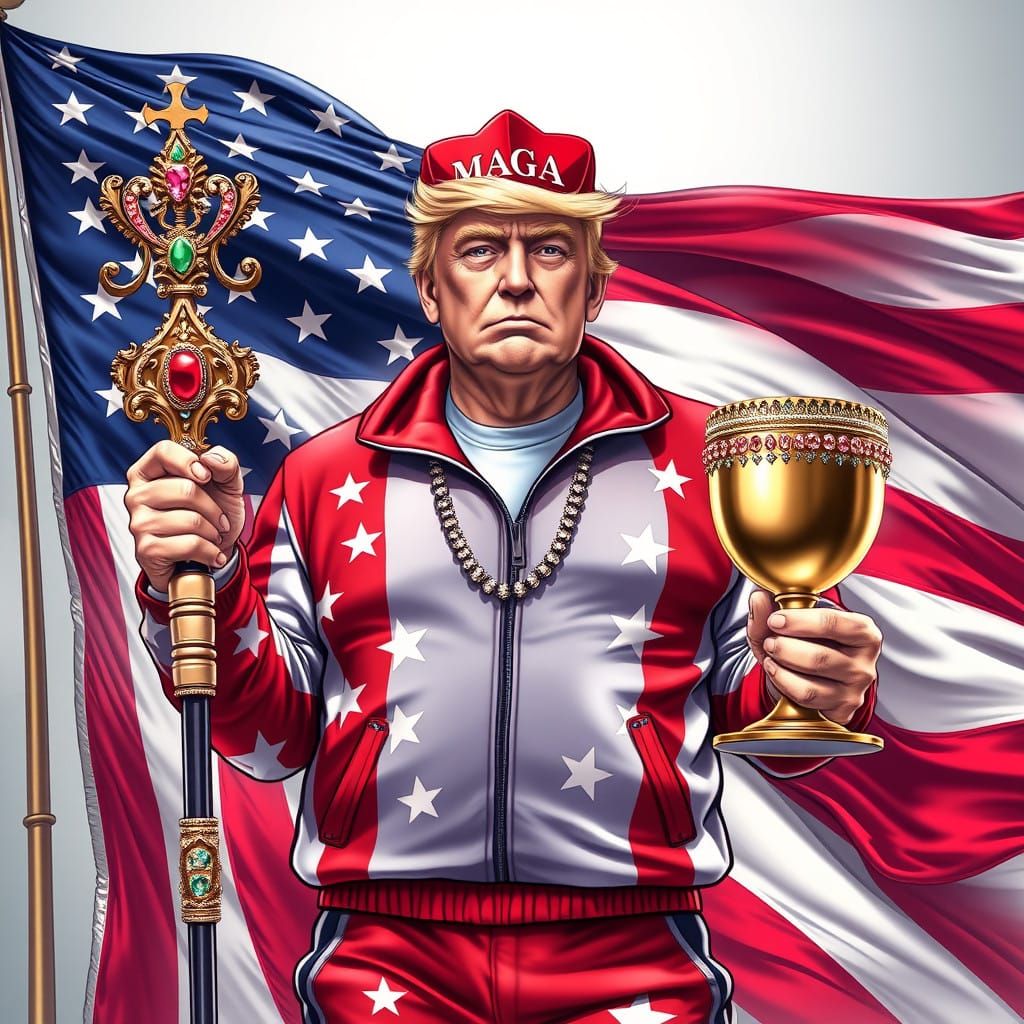 Confident Patriot Trump Embodies American Grandeur