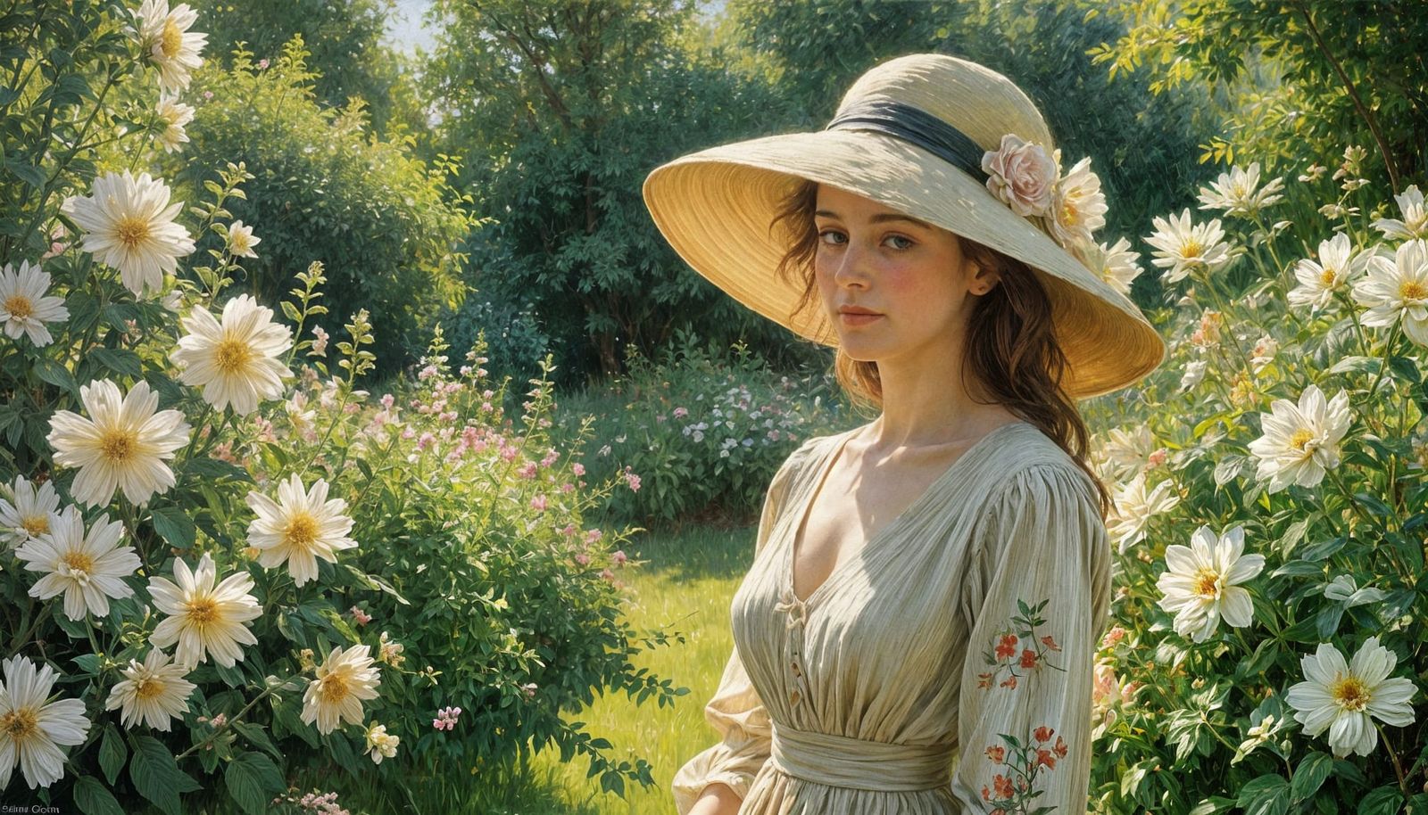 Corfu Garden Scene in Impressionistic Style