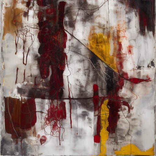 Abstract Mixed Media Art Inspired by Julian Schnabel