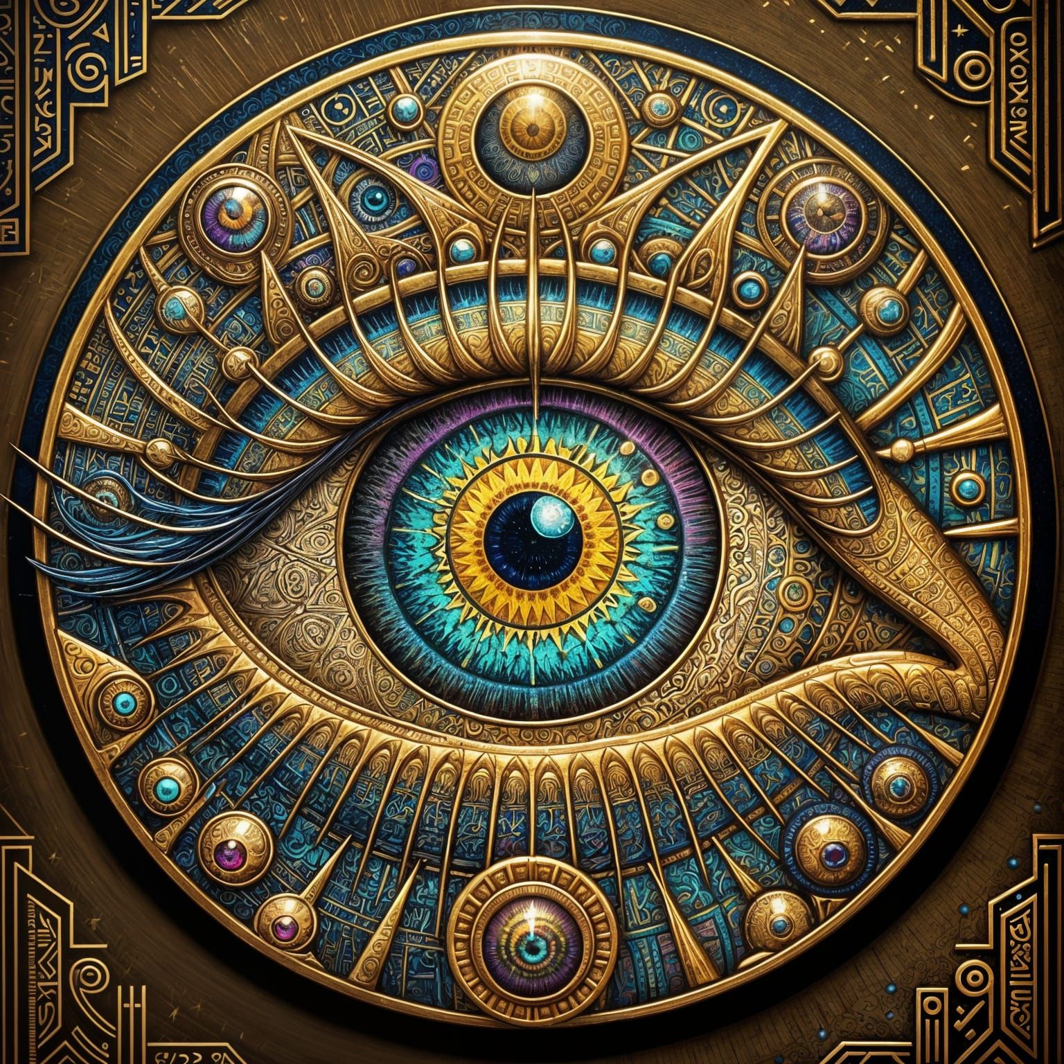 Psychedelic Eyeball Sticker with Sacred Egyptian Geometry