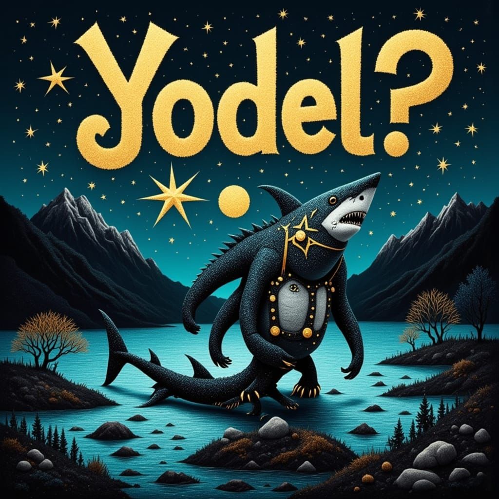 Primitive Yodeling Shark in Glittery Glory