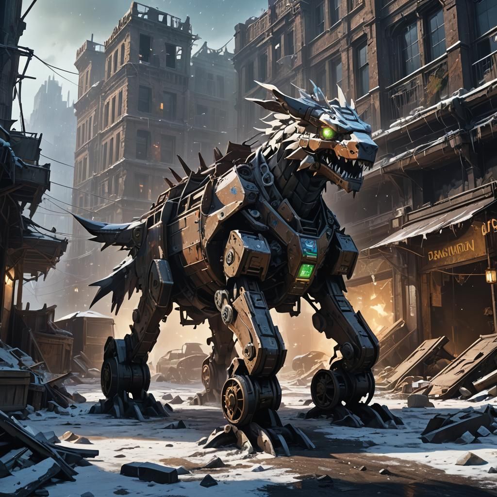 Grimdark Digimon Stands in Ruins of Market District