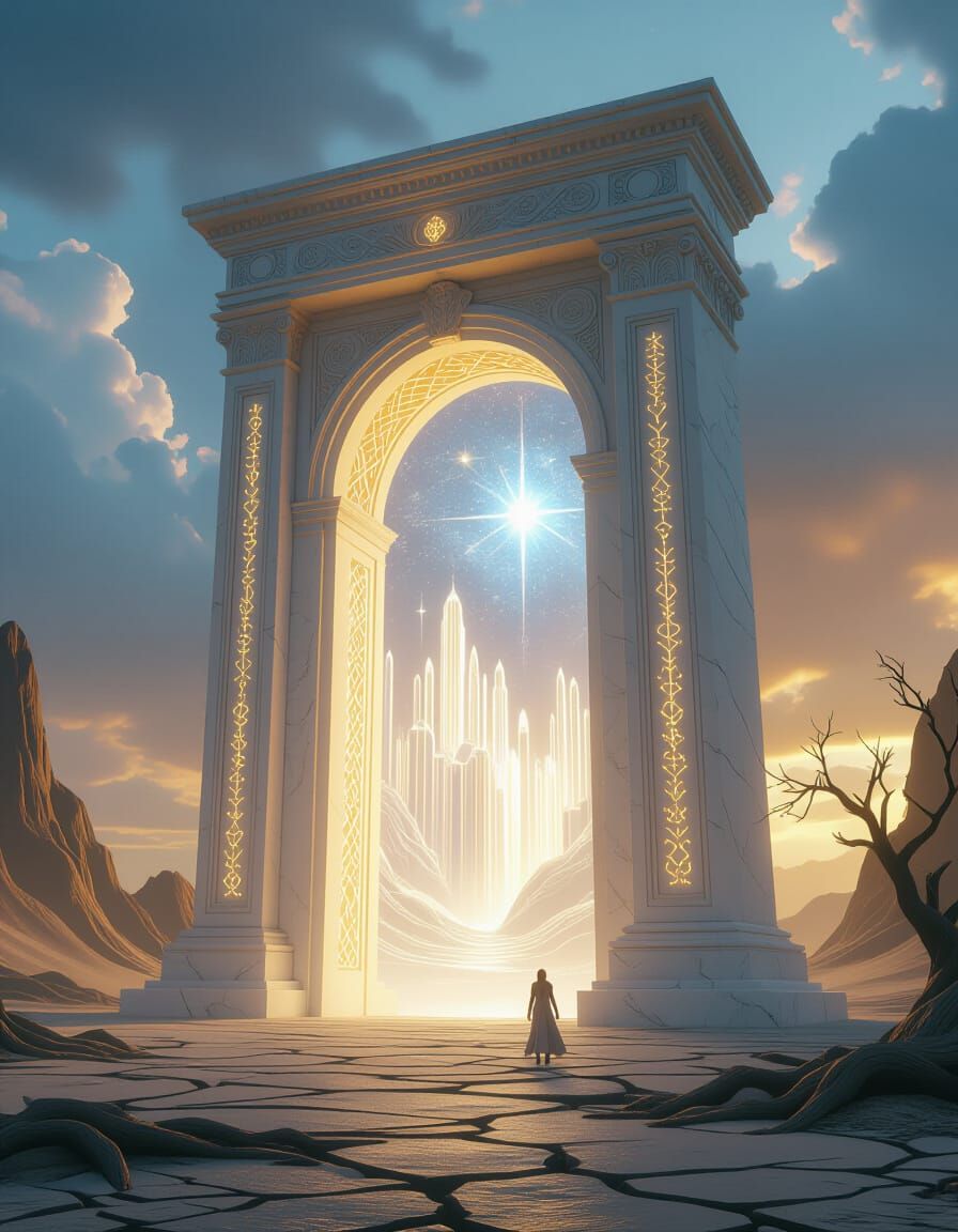 Epic Marble Archway in Desolate Wasteland AAA CGI Render