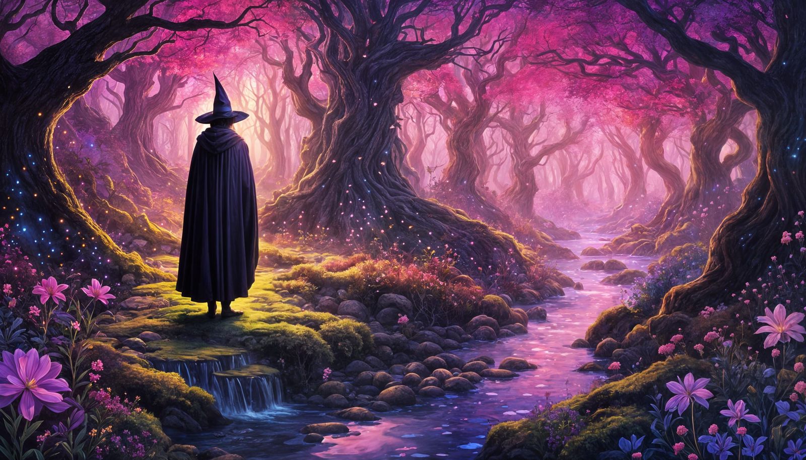 Enchanted Forest Figure Basks in Vibrant Light