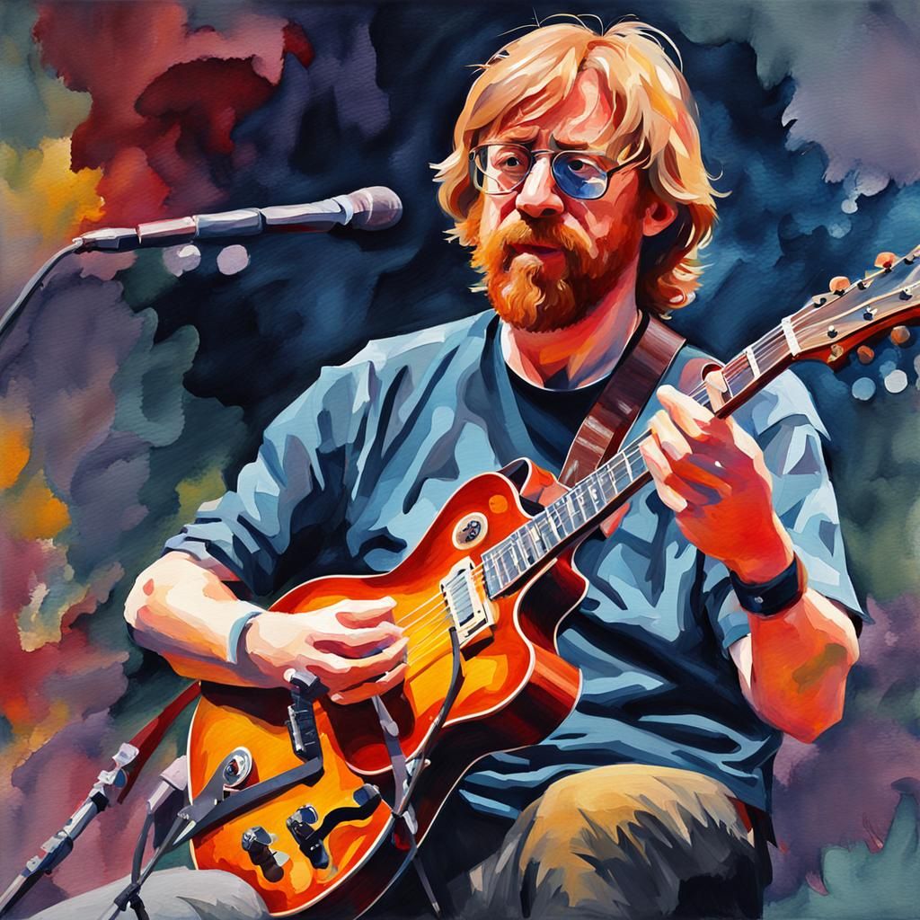 Trey Anastasio Gouache Watercolor Impressionist Masterpiece