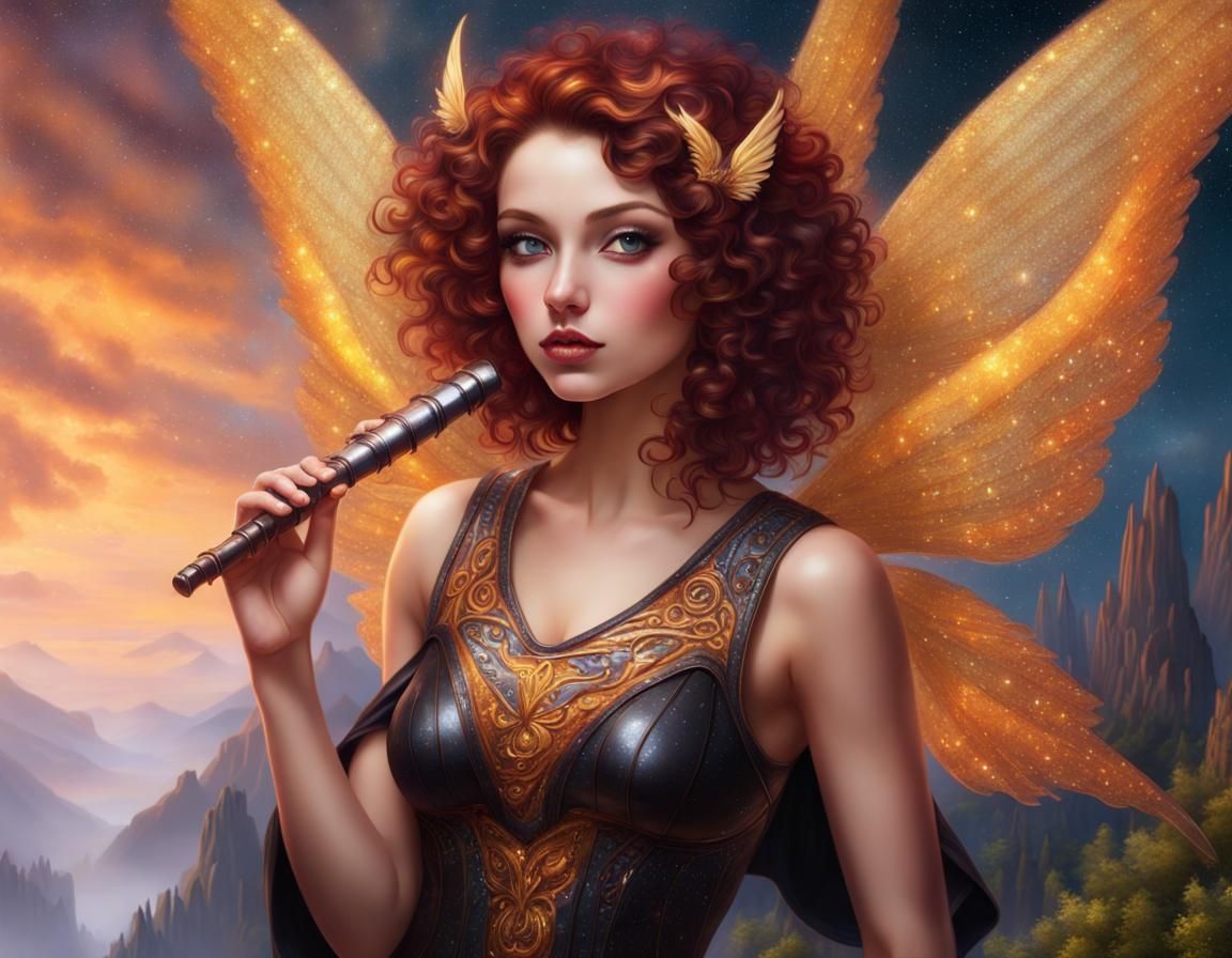 Pixie with Panflute: Holographic Cosmic Illustration