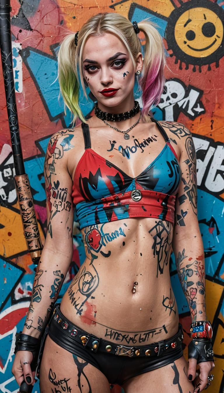 Harley Quinn Pop Art Graffiti Portrait